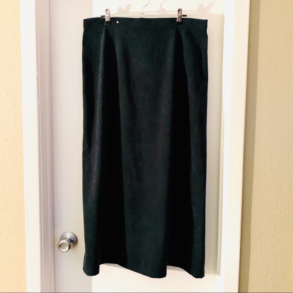 Talbots Green Suede Midi Skirt